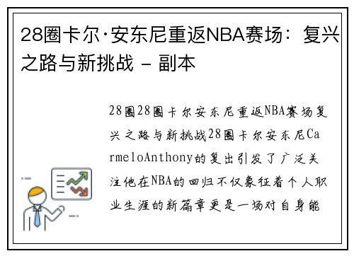 28圈卡尔·安东尼重返NBA赛场：复兴之路与新挑战 - 副本