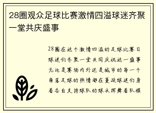 28圈观众足球比赛激情四溢球迷齐聚一堂共庆盛事